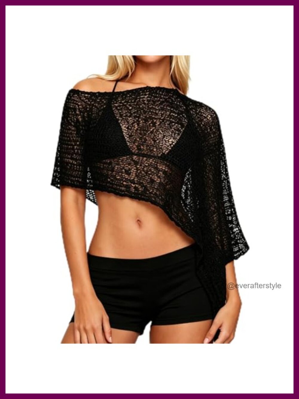 Women Y2k Sheer Knit Poncho Top Boho Lightweight Shrug Swimsuit Cover Up